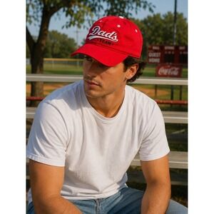 Sherry Resortwear Dads Team Baseball Hat Red Cotton Adjustable Strapback Cap